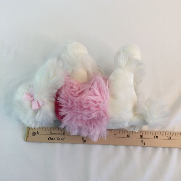 Lillian Vernon White Pink Floppy Poodle Plush 8" Puppy Dog Stuffed Animal Toy - Picture 6 of 6